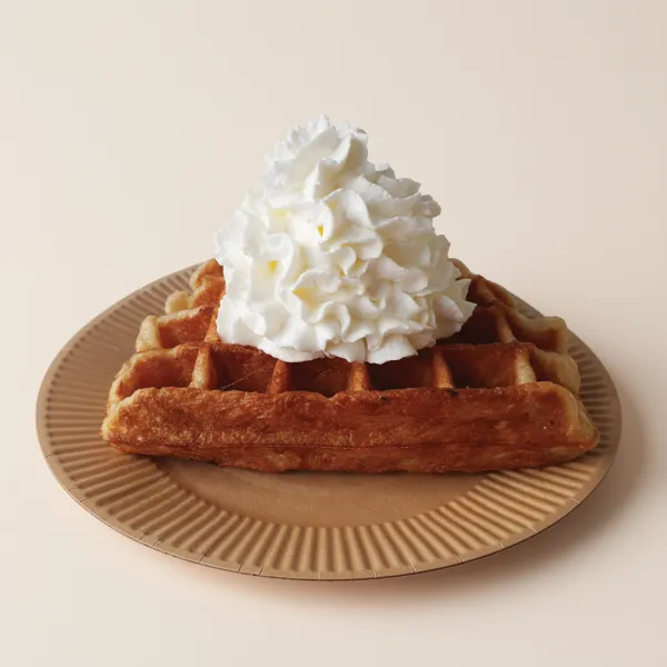Liège waffle with whipped cream